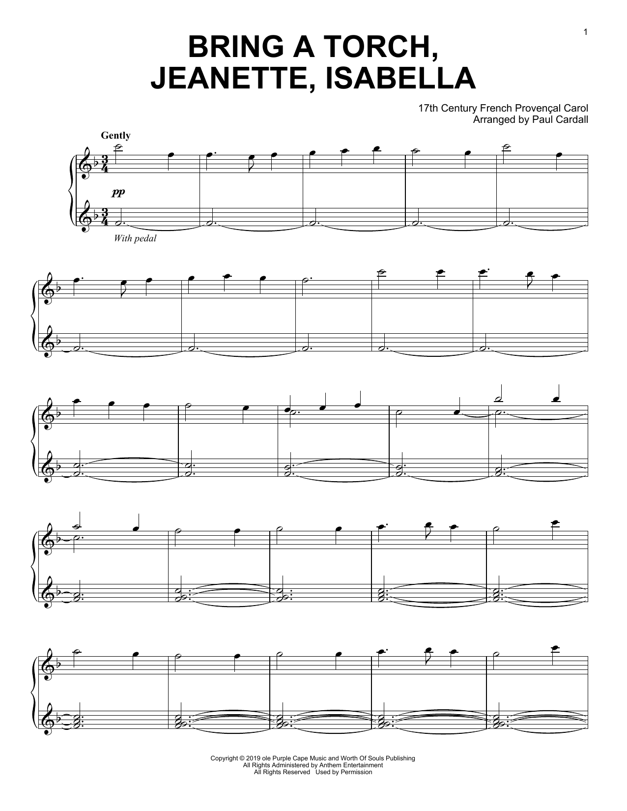 17th Century French Carol Bring A Torch, Jeannette, Isabella (arr. Paul Cardall) Sheet Music Notes & Chords for Piano Solo - Download or Print PDF