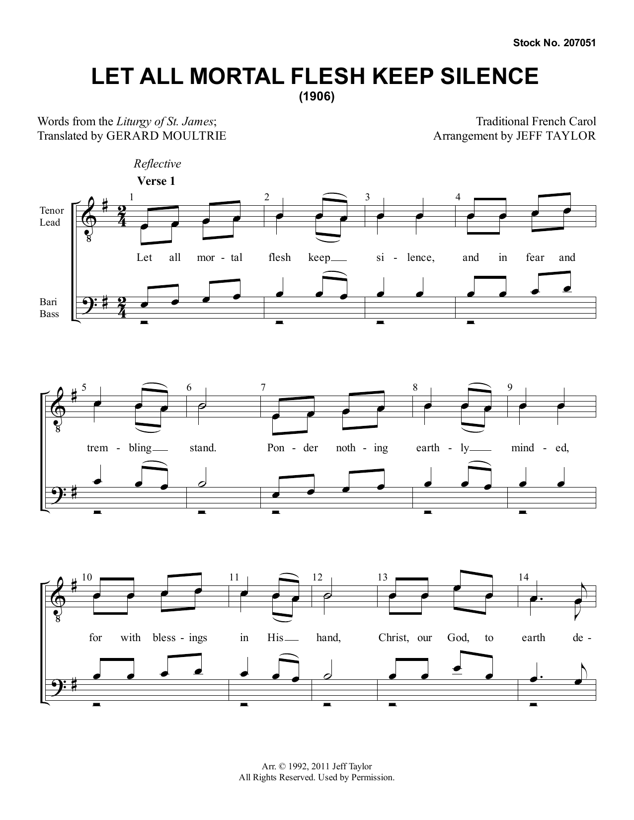 17th Century French Carol Let All Mortal Flesh Keep Silence (arr. Jeff Taylor) Sheet Music Notes & Chords for TTBB Choir - Download or Print PDF