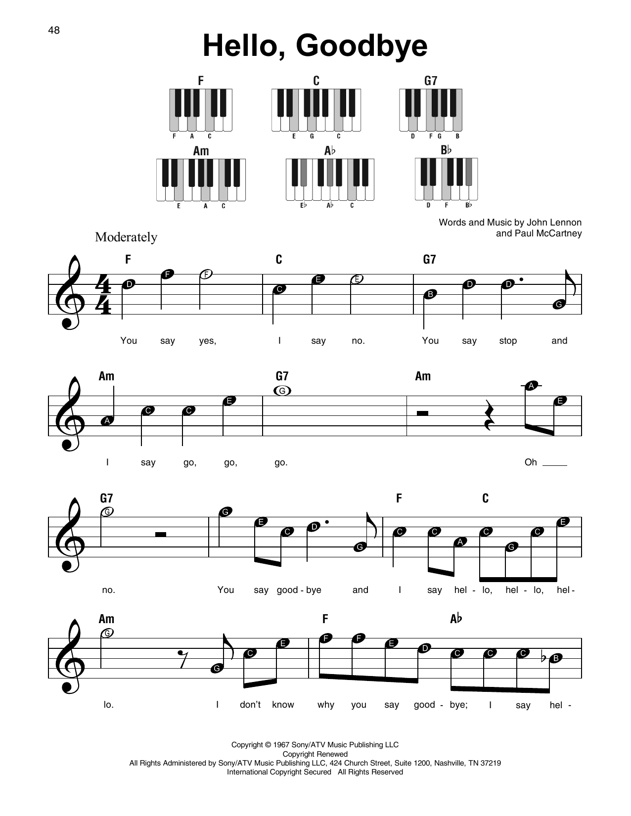 The Beatles Hello Goodbye Sheet Music Notes Chords Download Pop Notes Super Easy Piano Pdf Print