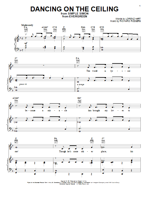 Preview Frank Sinatra Dancing On The Ceiling Jazz sheet music, notes and chords for Piano, Vocal & Guitar (Right-Hand Melody), SKU: 18070 sheet music, piano notes, chords, guitar tabs, score, transpose, transcribe, how to play, guide, download, learn, tutorial, progression, song, artist, awards, billboard, mtv, vh1, tour, single, album, release