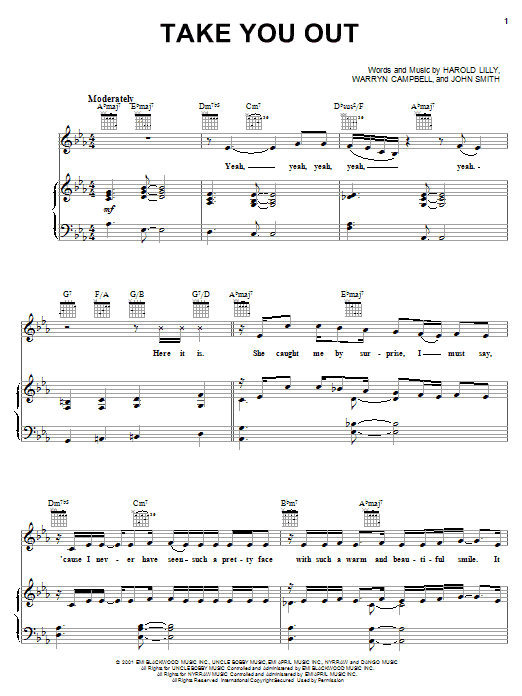 Preview Luther Vandross Take You Out Pop sheet music, notes and chords for Piano, Vocal & Guitar (Right-Hand Melody), SKU: 18126 sheet music, piano notes, chords, guitar tabs, score, transpose, transcribe, how to play, guide, download, learn, tutorial, progression, song, artist, awards, billboard, mtv, vh1, tour, single, album, release