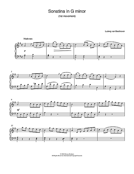 Preview Ludwig van Beethoven Sonatina In G First Movement Classical sheet music, notes and chords for Piano, SKU: 18406 sheet music, piano notes, chords, guitar tabs, score, transpose, transcribe, how to play, guide, download, learn, tutorial, progression, song, artist, awards, billboard, mtv, vh1, tour, single, album, release
