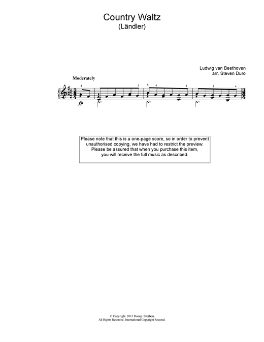 Preview Ludwig van Beethoven Country Waltz (Ländler ) Classical sheet music, notes and chords for Piano, SKU: 18409 sheet music, piano notes, chords, guitar tabs, score, transpose, transcribe, how to play, guide, download, learn, tutorial, progression, song, artist, awards, billboard, mtv, vh1, tour, single, album, release