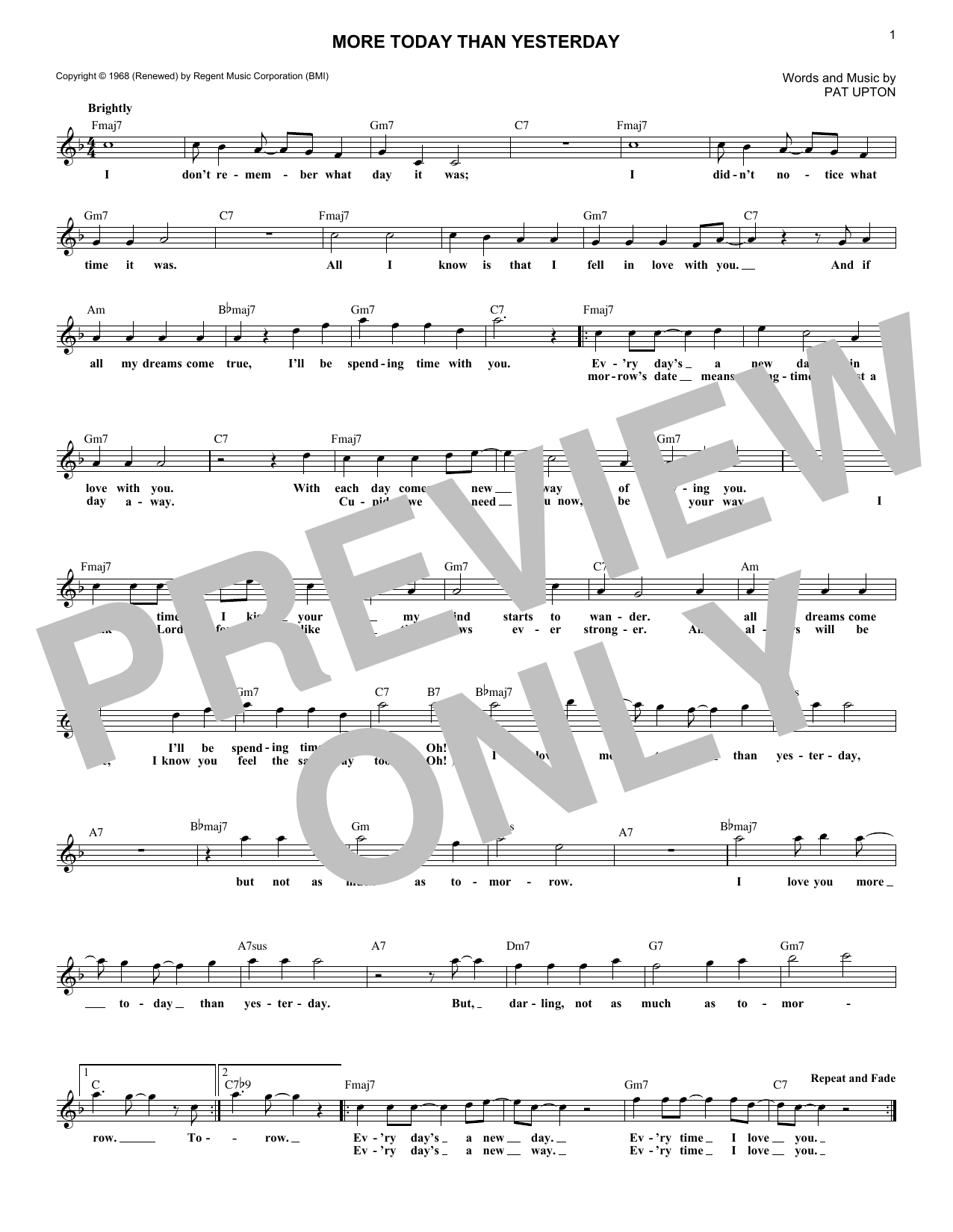 Spiral Starecase More Today Than Yesterday Chords Sheet Music