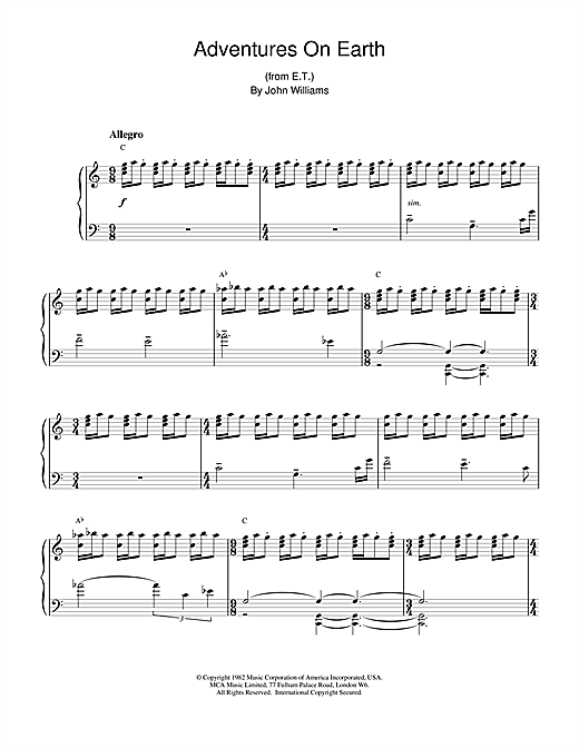 Preview John Williams Adventures On Earth Film and TV sheet music, notes and chords for Piano, SKU: 18485 sheet music, piano notes, chords, guitar tabs, score, transpose, transcribe, how to play, guide, download, learn, tutorial, progression, song, artist, awards, billboard, mtv, vh1, tour, single, album, release
