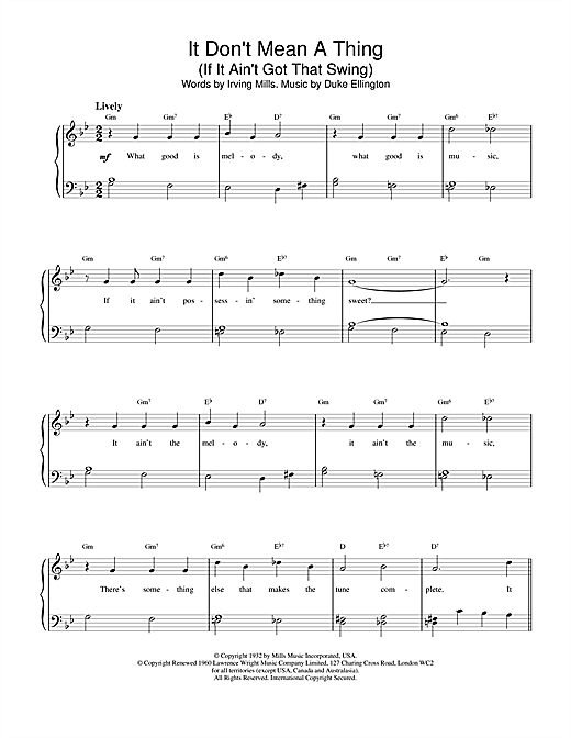 Preview Louis Armstrong It Don't Mean A thing Jazz sheet music, notes and chords for Piano, Vocal & Guitar, SKU: 18624 sheet music, piano notes, chords, guitar tabs, score, transpose, transcribe, how to play, guide, download, learn, tutorial, progression, song, artist, awards, billboard, mtv, vh1, tour, single, album, release