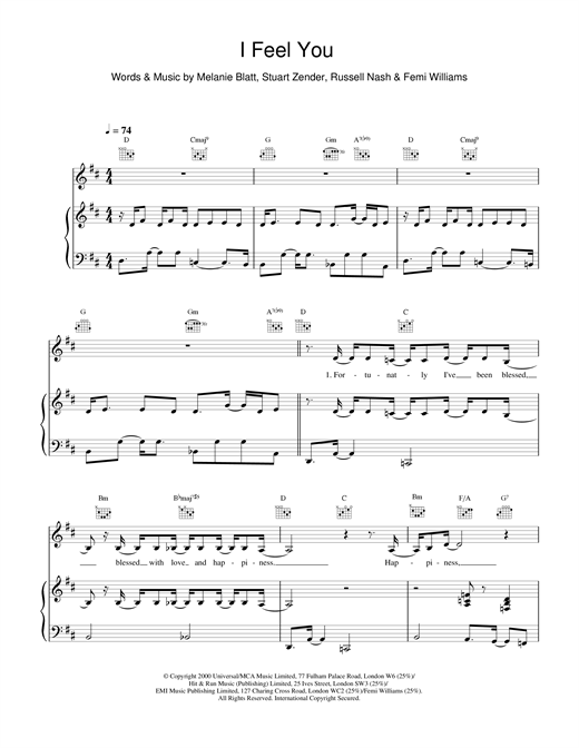 Preview All Saints I Feel You R & B sheet music, notes and chords for Piano, Vocal & Guitar, SKU: 18664 sheet music, piano notes, chords, guitar tabs, score, transpose, transcribe, how to play, guide, download, learn, tutorial, progression, song, artist, awards, billboard, mtv, vh1, tour, single, album, release