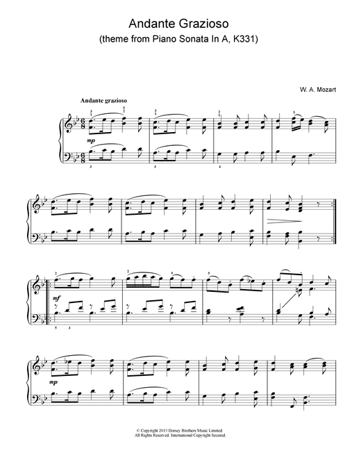 Preview Wolfgang Amadeus Mozart Andante Grazioso Classical sheet music, notes and chords for Piano, SKU: 18697 sheet music, piano notes, chords, guitar tabs, score, transpose, transcribe, how to play, guide, download, learn, tutorial, progression, song, artist, awards, billboard, mtv, vh1, tour, single, album, release