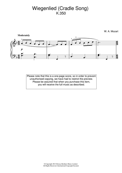 Preview Wolfgang Amadeus Mozart Lullaby Classical sheet music, notes and chords for Piano, SKU: 18705 sheet music, piano notes, chords, guitar tabs, score, transpose, transcribe, how to play, guide, download, learn, tutorial, progression, song, artist, awards, billboard, mtv, vh1, tour, single, album, release