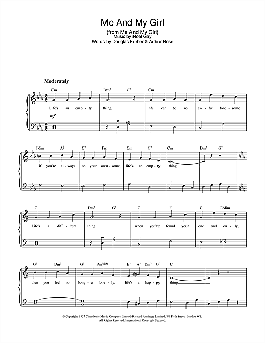 Preview Noel Gay Me And My Girl Musicals sheet music, notes and chords for Easy Piano, SKU: 18720 sheet music, piano notes, chords, guitar tabs, score, transpose, transcribe, how to play, guide, download, learn, tutorial, progression, song, artist, awards, billboard, mtv, vh1, tour, single, album, release