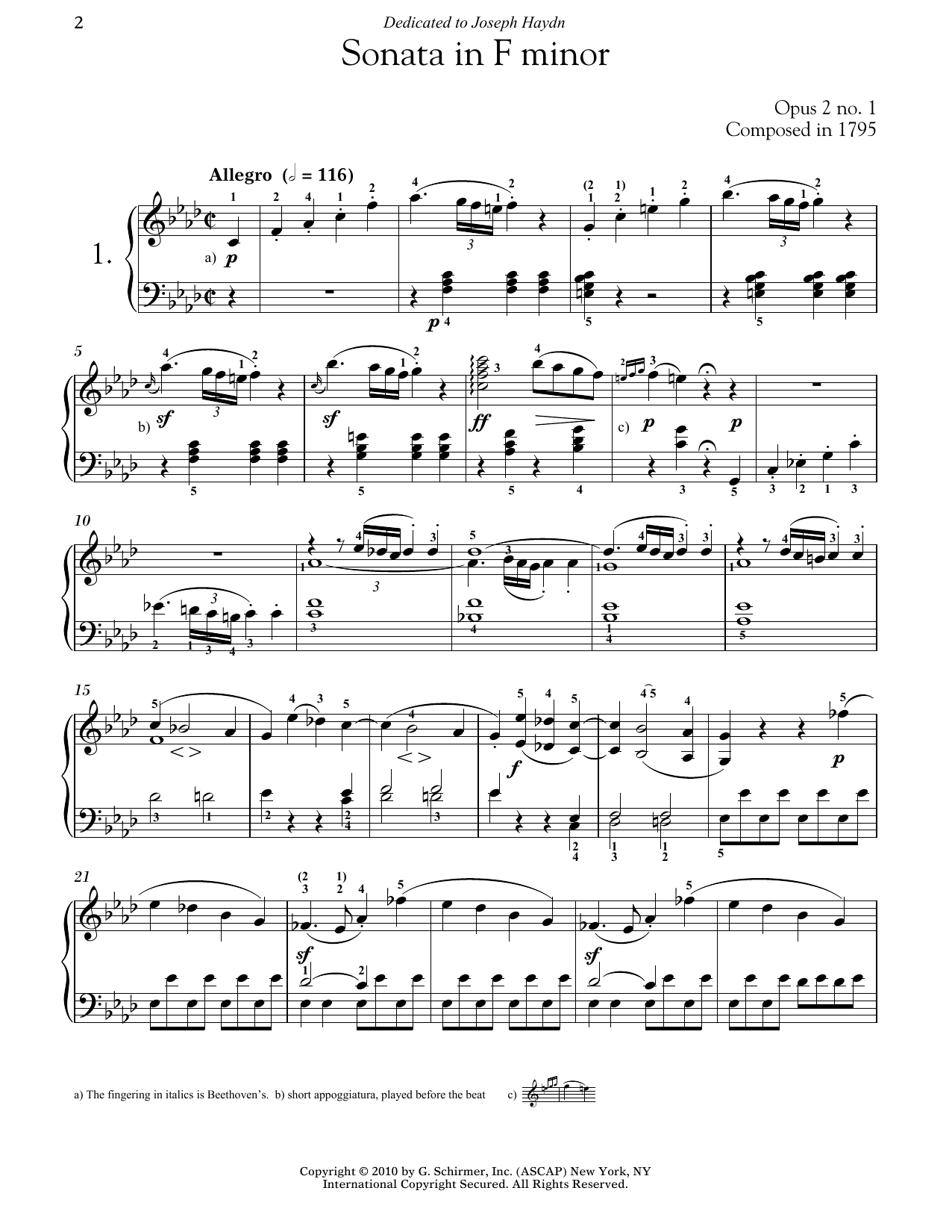 Preview Ludwig van Beethoven Piano Sonata No. 1 In F Minor, Op. 2, No. 1 Classical sheet music, notes and chords for Piano, SKU: 188535 sheet music, piano notes, chords, guitar tabs, score, transpose, transcribe, how to play, guide, download, learn, tutorial, progression, song, artist, awards, billboard, mtv, vh1, tour, single, album, release