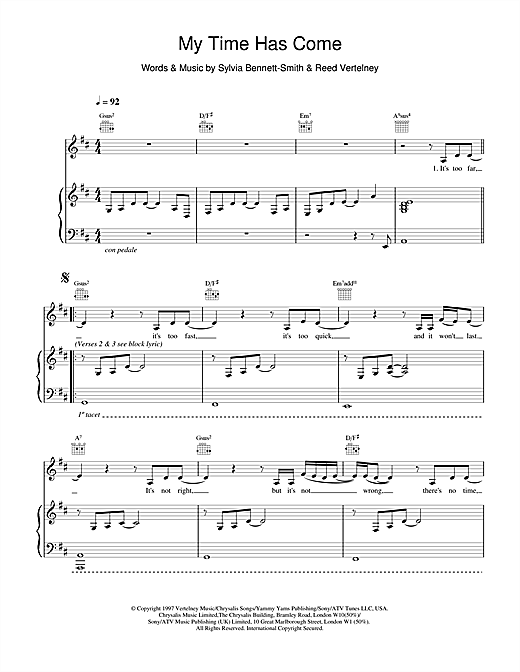 Preview Destiny's Child My Time Has Come R & B sheet music, notes and chords for Piano, Vocal & Guitar, SKU: 18869 sheet music, piano notes, chords, guitar tabs, score, transpose, transcribe, how to play, guide, download, learn, tutorial, progression, song, artist, awards, billboard, mtv, vh1, tour, single, album, release