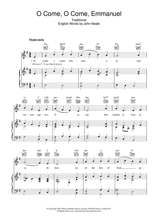 Preview Christmas Carol O Come, O Come, Emmanuel Christmas sheet music, notes and chords for Piano & Vocal, SKU: 18918 sheet music, piano notes, chords, guitar tabs, score, transpose, transcribe, how to play, guide, download, learn, tutorial, progression, song, artist, awards, billboard, mtv, vh1, tour, single, album, release