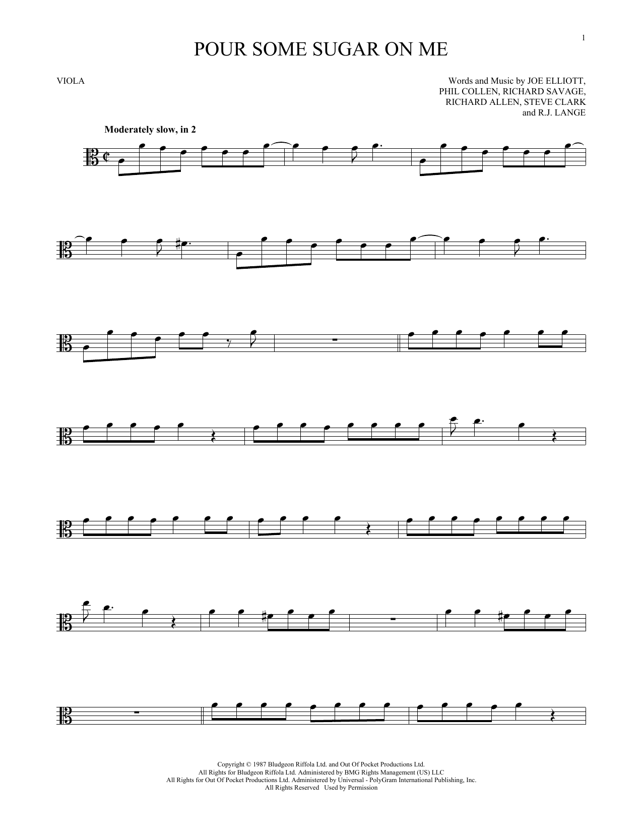 Def Leppard Pour Some Sugar On Me Sheet Music Notes Chords