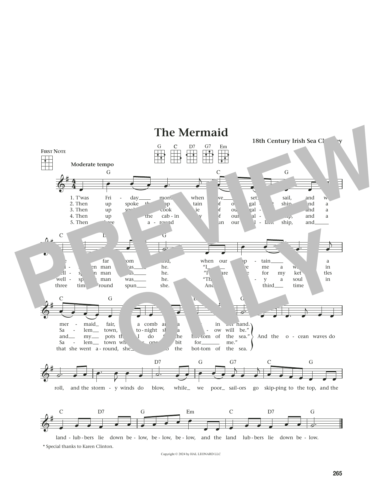 18th Century Sea Chantey The Mermaid (from The Daily Ukulele) (arr. Jim Beloff) Sheet Music Notes & Chords for Ukulele - Download or Print PDF