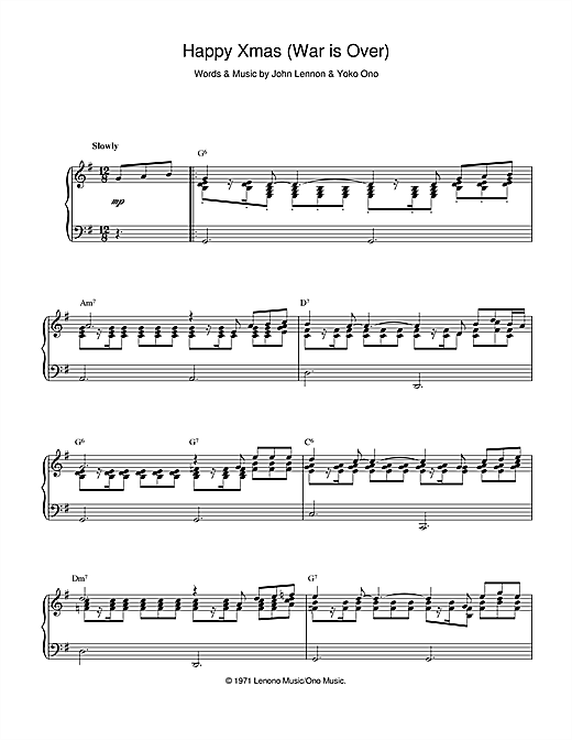 Preview John Lennon Happy Xmas (War Is Over) Pop sheet music, notes and chords for Piano, SKU: 19117 sheet music, piano notes, chords, guitar tabs, score, transpose, transcribe, how to play, guide, download, learn, tutorial, progression, song, artist, awards, billboard, mtv, vh1, tour, single, album, release