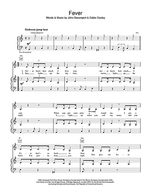 Preview Kylie Minogue Fever Pop sheet music, notes and chords for Piano, Vocal & Guitar (Right-Hand Melody), SKU: 19304 sheet music, piano notes, chords, guitar tabs, score, transpose, transcribe, how to play, guide, download, learn, tutorial, progression, song, artist, awards, billboard, mtv, vh1, tour, single, album, release