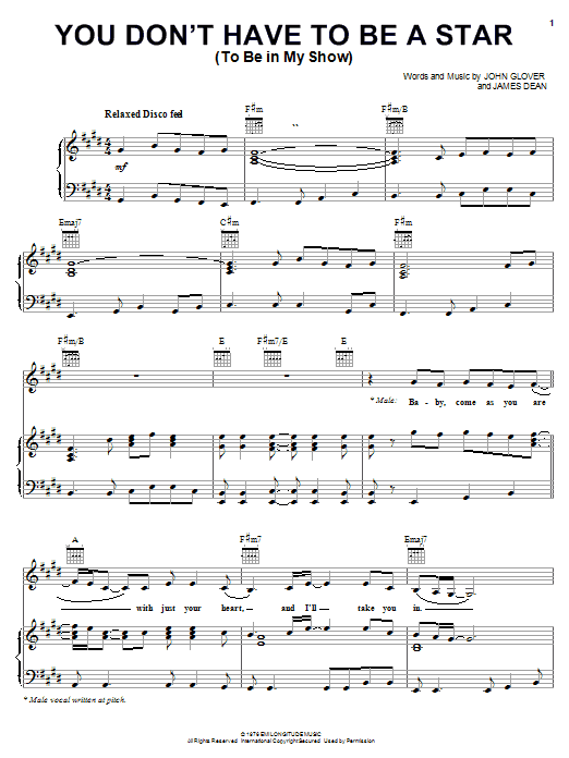 Preview Marilyn McCoo & Billy Davis, Jr. You Don't Have To Be A Star (To Be In My Show) Pop sheet music, notes and chords for Piano, Vocal & Guitar (Right-Hand Melody), SKU: 19367 sheet music, piano notes, chords, guitar tabs, score, transpose, transcribe, how to play, guide, download, learn, tutorial, progression, song, artist, awards, billboard, mtv, vh1, tour, single, album, release