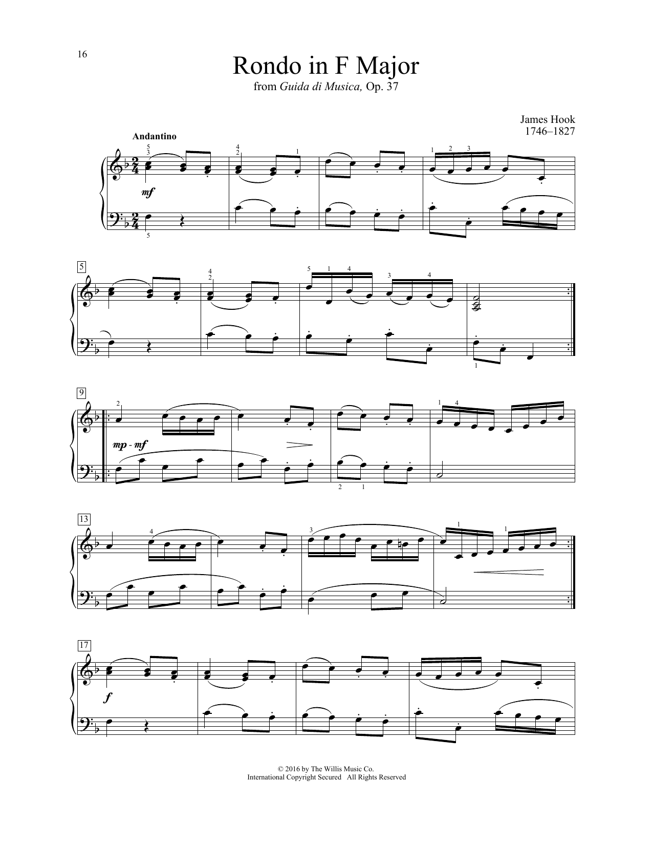 James Hook Rondo In F Major Sheet Music Notes Chords Download