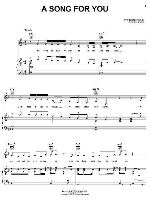 Preview Carpenters A Song For You Pop sheet music, notes and chords for Piano, Vocal & Guitar (Right-Hand Melody), SKU: 19559 sheet music, piano notes, chords, guitar tabs, score, transpose, transcribe, how to play, guide, download, learn, tutorial, progression, song, artist, awards, billboard, mtv, vh1, tour, single, album, release