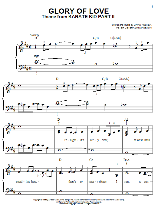 Preview Peter Cetera Glory Of Love Pop sheet music, notes and chords for Easy Piano, SKU: 19655 sheet music, piano notes, chords, guitar tabs, score, transpose, transcribe, how to play, guide, download, learn, tutorial, progression, song, artist, awards, billboard, mtv, vh1, tour, single, album, release