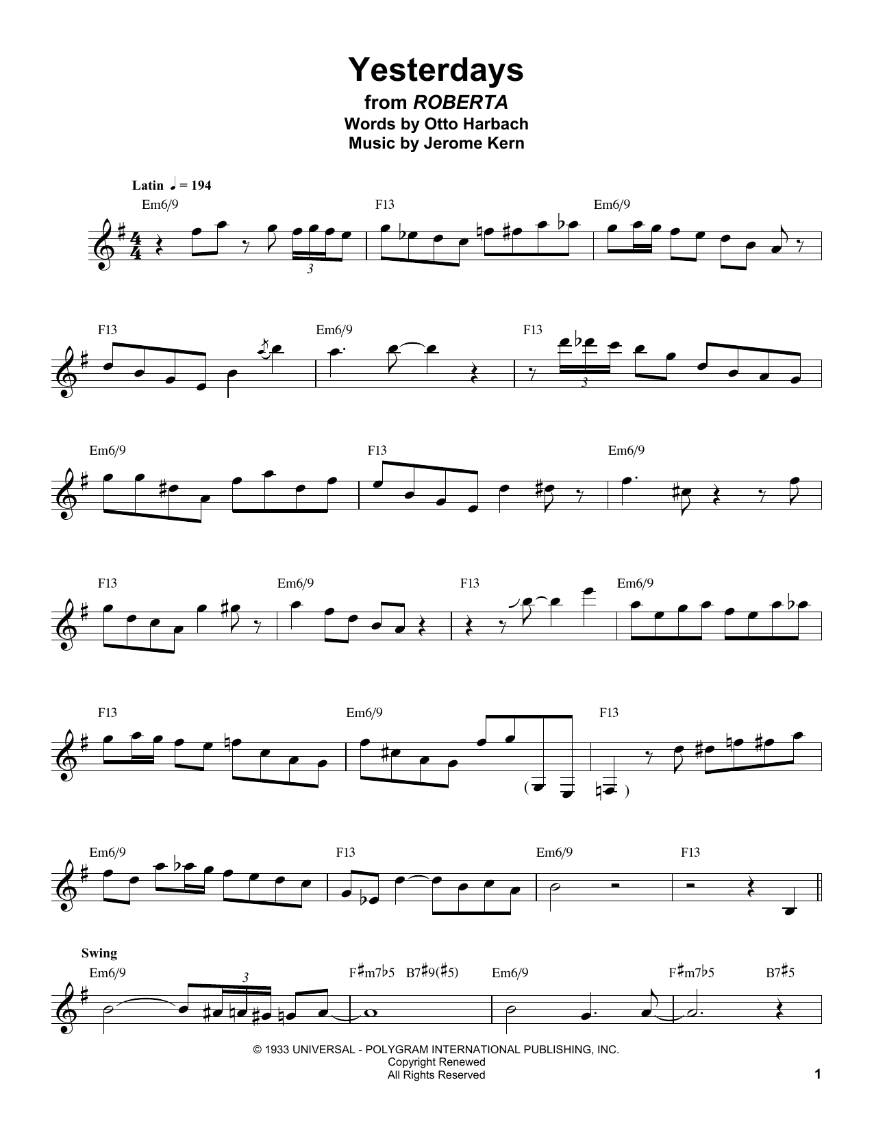 Preview Buddy DeFranco Yesterdays Jazz sheet music, notes and chords for Clarinet Transcription, SKU: 196667 sheet music, piano notes, chords, guitar tabs, score, transpose, transcribe, how to play, guide, download, learn, tutorial, progression, song, artist, awards, billboard, mtv, vh1, tour, single, album, release