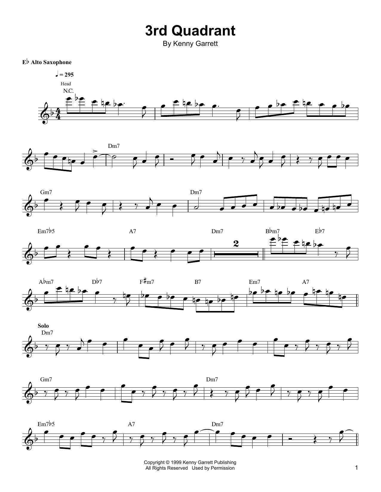 Preview Kenny Garrett 3rd Quadrant Jazz sheet music, notes and chords for Alto Sax Transcription, SKU: 199180 sheet music, piano notes, chords, guitar tabs, score, transpose, transcribe, how to play, guide, download, learn, tutorial, progression, song, artist, awards, billboard, mtv, vh1, tour, single, album, release