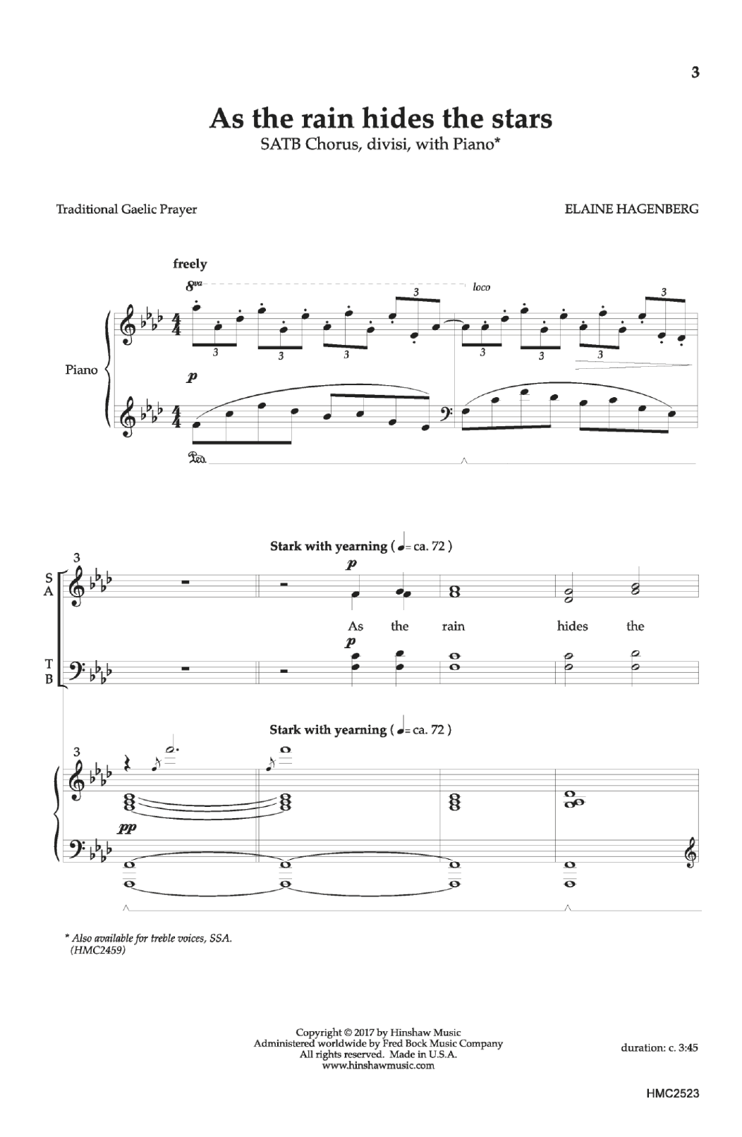 Elaine Hagenberg As The Rain Hides The Stars Sheet Music Download Pdf Score