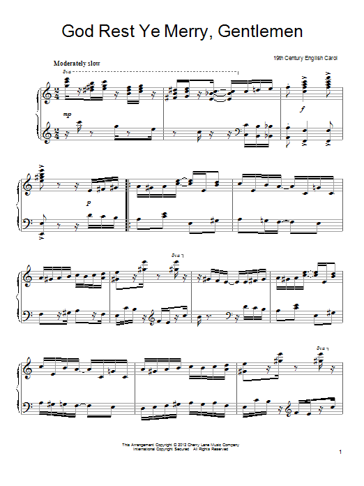 19th Century English Carol God Rest Ye Merry, Gentlemen [Ragtime version] Sheet Music Notes & Chords for Piano - Download or Print PDF