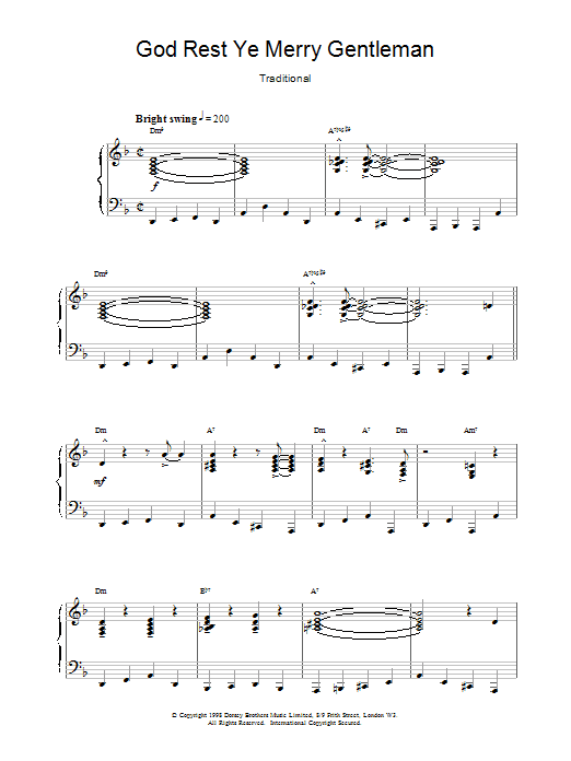 19th Century English Carol God Rest Ye Merry, Gentlemen Sheet Music Notes & Chords for Piano - Download or Print PDF