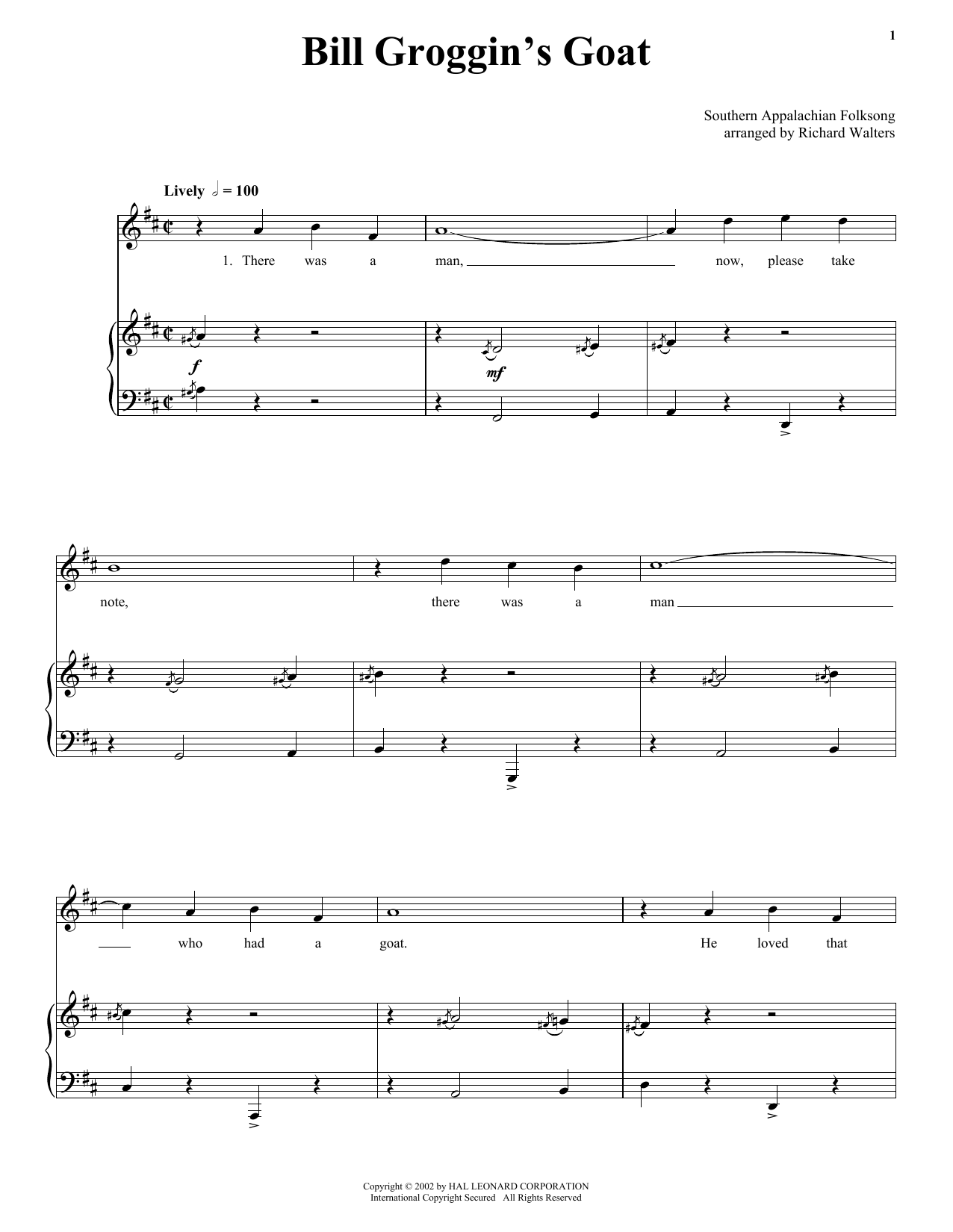 Preview 19th Century American Folksong Bill Grogan's Goat Children sheet music, notes and chords for Piano, Vocal & Guitar (Right-Hand Melody), SKU: 58615 Bill Grogan's Goat sheet music
