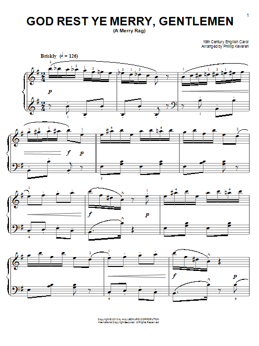 God Rest Ye Merry, Gentlemen [Ragtime version] (arr. Phillip Keveren) sheet music