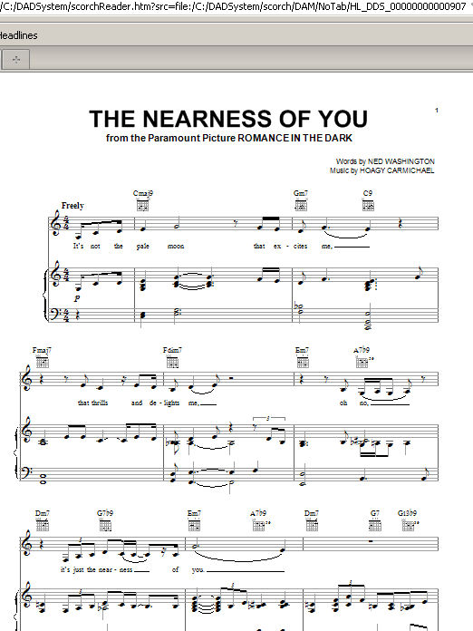 Preview Norah Jones The Nearness Of You Folk sheet music, notes and chords for Piano, Vocal & Guitar (Right-Hand Melody), SKU: 21456 sheet music, piano notes, chords, guitar tabs, score, transpose, transcribe, how to play, guide, download, learn, tutorial, progression, song, artist, awards, billboard, mtv, vh1, tour, single, album, release