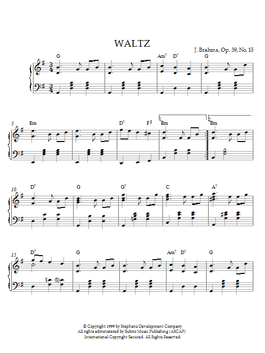Preview Johannes Brahms Waltz in G Major, Op. 39, No. 15 Classical sheet music, notes and chords for Piano, SKU: 21532 sheet music, piano notes, chords, guitar tabs, score, transpose, transcribe, how to play, guide, download, learn, tutorial, progression, song, artist, awards, billboard, mtv, vh1, tour, single, album, release