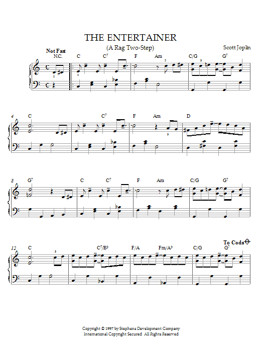 Preview Scott Joplin The Entertainer Film and TV sheet music, notes and chords for Piano, SKU: 21554 sheet music, piano notes, chords, guitar tabs, score, transpose, transcribe, how to play, guide, download, learn, tutorial, progression, song, artist, awards, billboard, mtv, vh1, tour, single, album, release