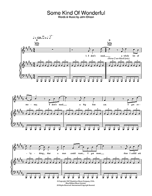 Preview Toploader Some Kind Of Wonderful Rock sheet music, notes and chords for Piano, Vocal & Guitar, SKU: 21700 Some Kind Of Wonderful sheet music