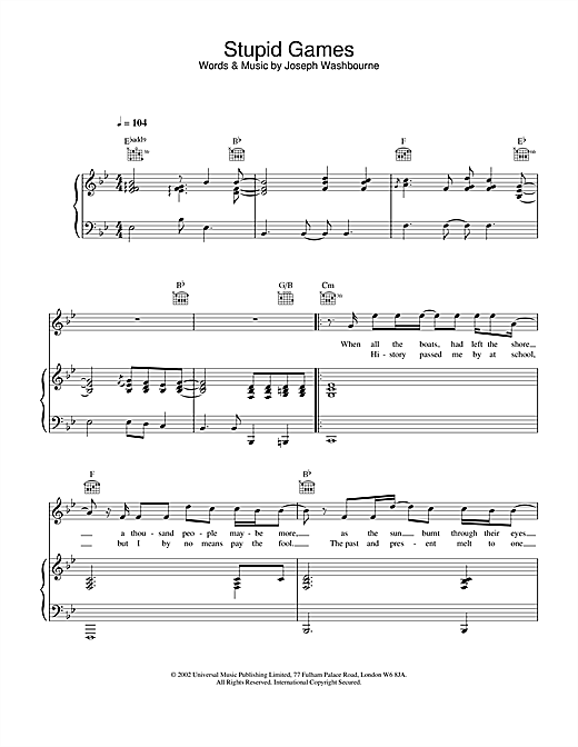 Preview Toploader Stupid Games Rock sheet music, notes and chords for Piano, Vocal & Guitar, SKU: 21701 sheet music, piano notes, chords, guitar tabs, score, transpose, transcribe, how to play, guide, download, learn, tutorial, progression, song, artist, awards, billboard, mtv, vh1, tour, single, album, release