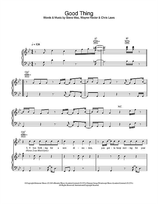 Preview Gareth Gates Good Thing Pop sheet music, notes and chords for Piano, Vocal & Guitar, SKU: 21843 Good Thing sheet music