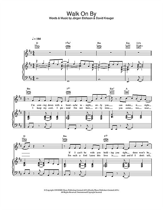 Preview Gareth Gates Walk On By Pop sheet music, notes and chords for Piano, Vocal & Guitar, SKU: 21852 sheet music, piano notes, chords, guitar tabs, score, transpose, transcribe, how to play, guide, download, learn, tutorial, progression, song, artist, awards, billboard, mtv, vh1, tour, single, album, release