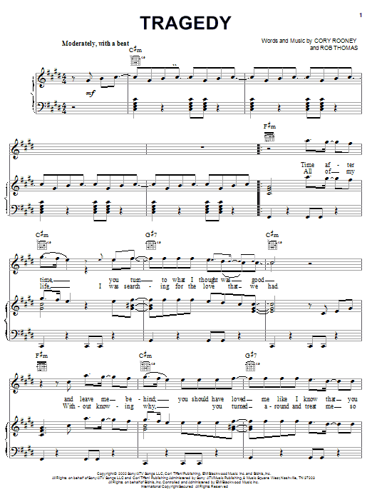 Preview Marc Anthony Tragedy Pop sheet music, notes and chords for Piano, Vocal & Guitar (Right-Hand Melody), SKU: 22047 sheet music, piano notes, chords, guitar tabs, score, transpose, transcribe, how to play, guide, download, learn, tutorial, progression, song, artist, awards, billboard, mtv, vh1, tour, single, album, release