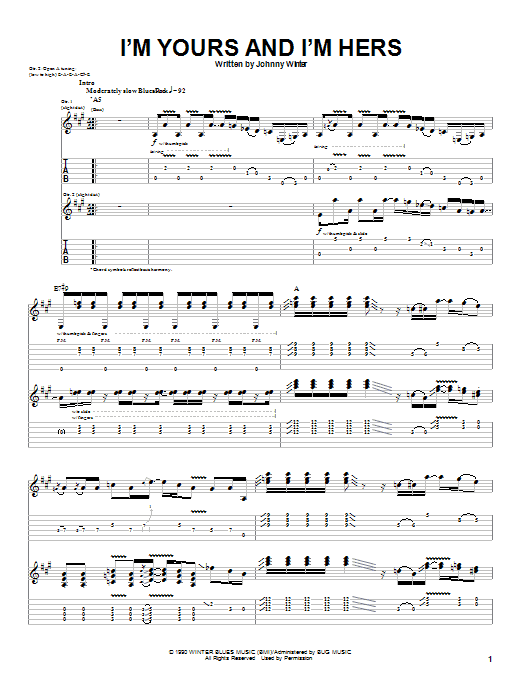 Preview Johnny Winter I'm Yours and I'm Hers Rock sheet music, notes and chords for Guitar Tab, SKU: 22069 sheet music, piano notes, chords, guitar tabs, score, transpose, transcribe, how to play, guide, download, learn, tutorial, progression, song, artist, awards, billboard, mtv, vh1, tour, single, album, release
