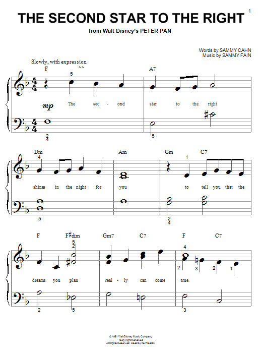 Preview Sammy Cahn The Second Star To The Right Children sheet music, notes and chords for Piano (Big Notes), SKU: 22111 sheet music, piano notes, chords, guitar tabs, score, transpose, transcribe, how to play, guide, download, learn, tutorial, progression, song, artist, awards, billboard, mtv, vh1, tour, single, album, release