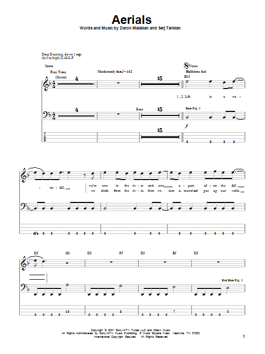 System Of A Down Aerials Sheet Music Notes, Chords | Download Pop.