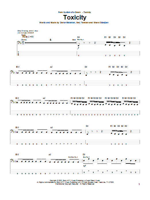 Preview System Of A Down Toxicity Pop sheet music, notes and chords for Bass Guitar Tab, SKU: 22157 sheet music, piano notes, chords, guitar tabs, score, transpose, transcribe, how to play, guide, download, learn, tutorial, progression, song, artist, awards, billboard, mtv, vh1, tour, single, album, release