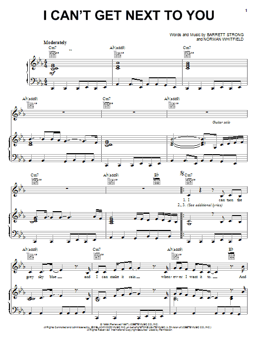 Preview The Temptations I Can't Get Next To You Rock sheet music, notes and chords for Piano, Vocal & Guitar (Right-Hand Melody), SKU: 22269 sheet music, piano notes, chords, guitar tabs, score, transpose, transcribe, how to play, guide, download, learn, tutorial, progression, song, artist, awards, billboard, mtv, vh1, tour, single, album, release