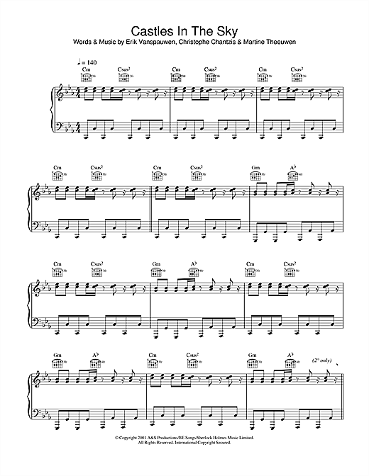 Preview Ian Van Dahl Castles In The Sky Pop sheet music, notes and chords for Piano, Vocal & Guitar, SKU: 22448 sheet music, piano notes, chords, guitar tabs, score, transpose, transcribe, how to play, guide, download, learn, tutorial, progression, song, artist, awards, billboard, mtv, vh1, tour, single, album, release