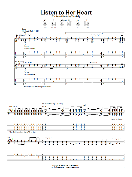 Preview Tom Petty And The Heartbreakers Listen To Her Heart Rock sheet music, notes and chords for Guitar Tab, SKU: 22485 sheet music, piano notes, chords, guitar tabs, score, transpose, transcribe, how to play, guide, download, learn, tutorial, progression, song, artist, awards, billboard, mtv, vh1, tour, single, album, release