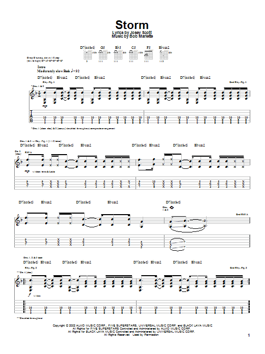 Preview Saliva Storm Rock sheet music, notes and chords for Guitar Tab, SKU: 22496 sheet music, piano notes, chords, guitar tabs, score, transpose, transcribe, how to play, guide, download, learn, tutorial, progression, song, artist, awards, billboard, mtv, vh1, tour, single, album, release