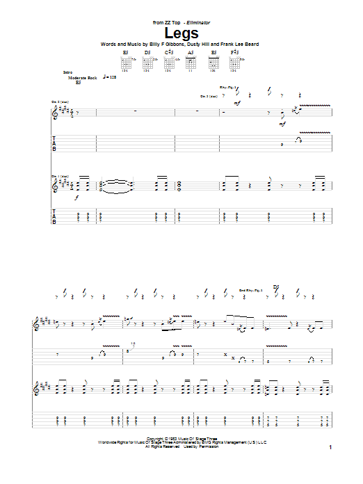 Preview ZZ Top Legs Rock sheet music, notes and chords for Guitar Tab, SKU: 22522 sheet music, piano notes, chords, guitar tabs, score, transpose, transcribe, how to play, guide, download, learn, tutorial, progression, song, artist, awards, billboard, mtv, vh1, tour, single, album, release
