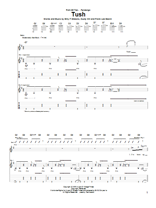 Preview ZZ Top Tush Pop sheet music, notes and chords for Guitar Tab, SKU: 22535 sheet music, piano notes, chords, guitar tabs, score, transpose, transcribe, how to play, guide, download, learn, tutorial, progression, song, artist, awards, billboard, mtv, vh1, tour, single, album, release